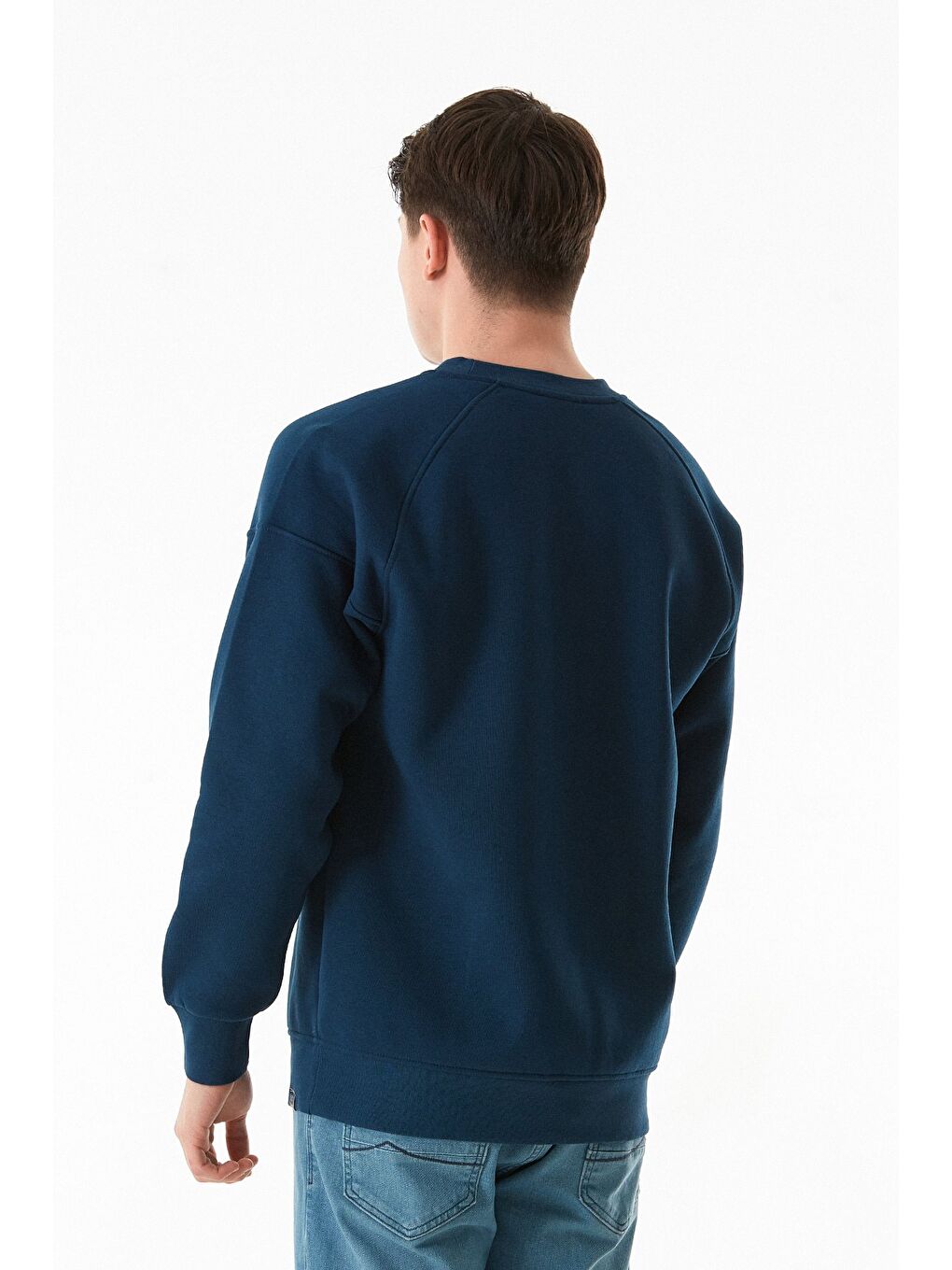 İndigo 3 İplik Basic Bisiklet Yaka Sweatshirt-2