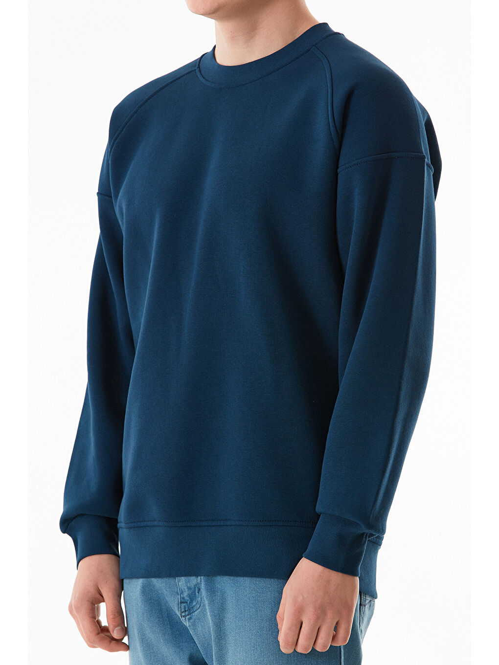 İndigo 3 İplik Basic Bisiklet Yaka Sweatshirt-4