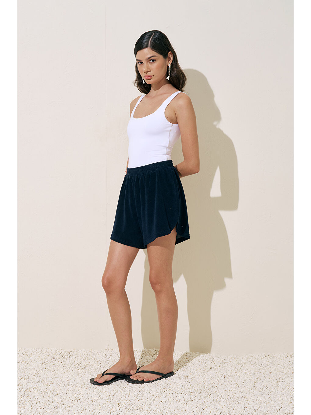 Havlu Kumaş Şort Lacivert-1