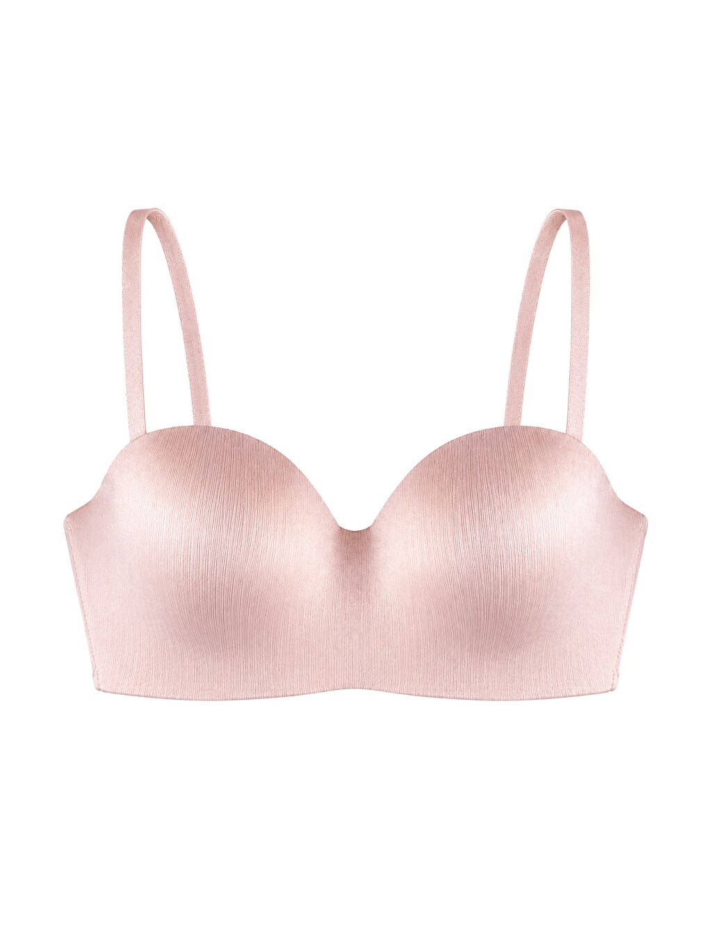 Pembe Seamless Bra - Maris | Pudra Micro Balenli Parlak Straplez Kadın Sütyen