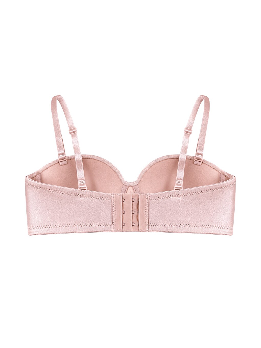 Pembe Seamless Bra - Maris | Pudra Micro Balenli Parlak Straplez Kadın Sütyen-1