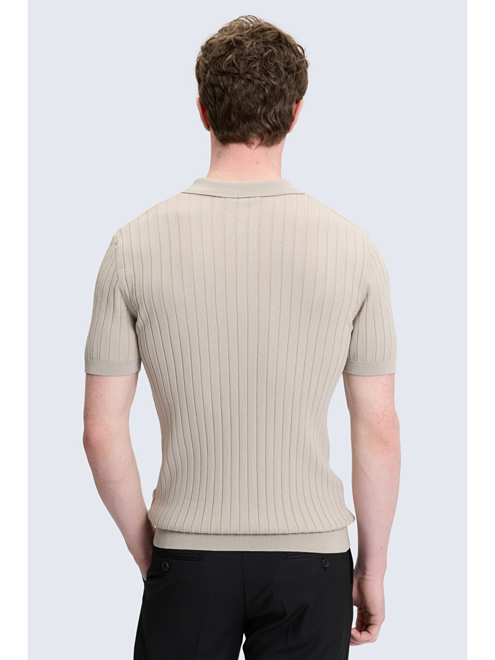 Bej Regular Fit Polo Yaka Rayon Tişört-2