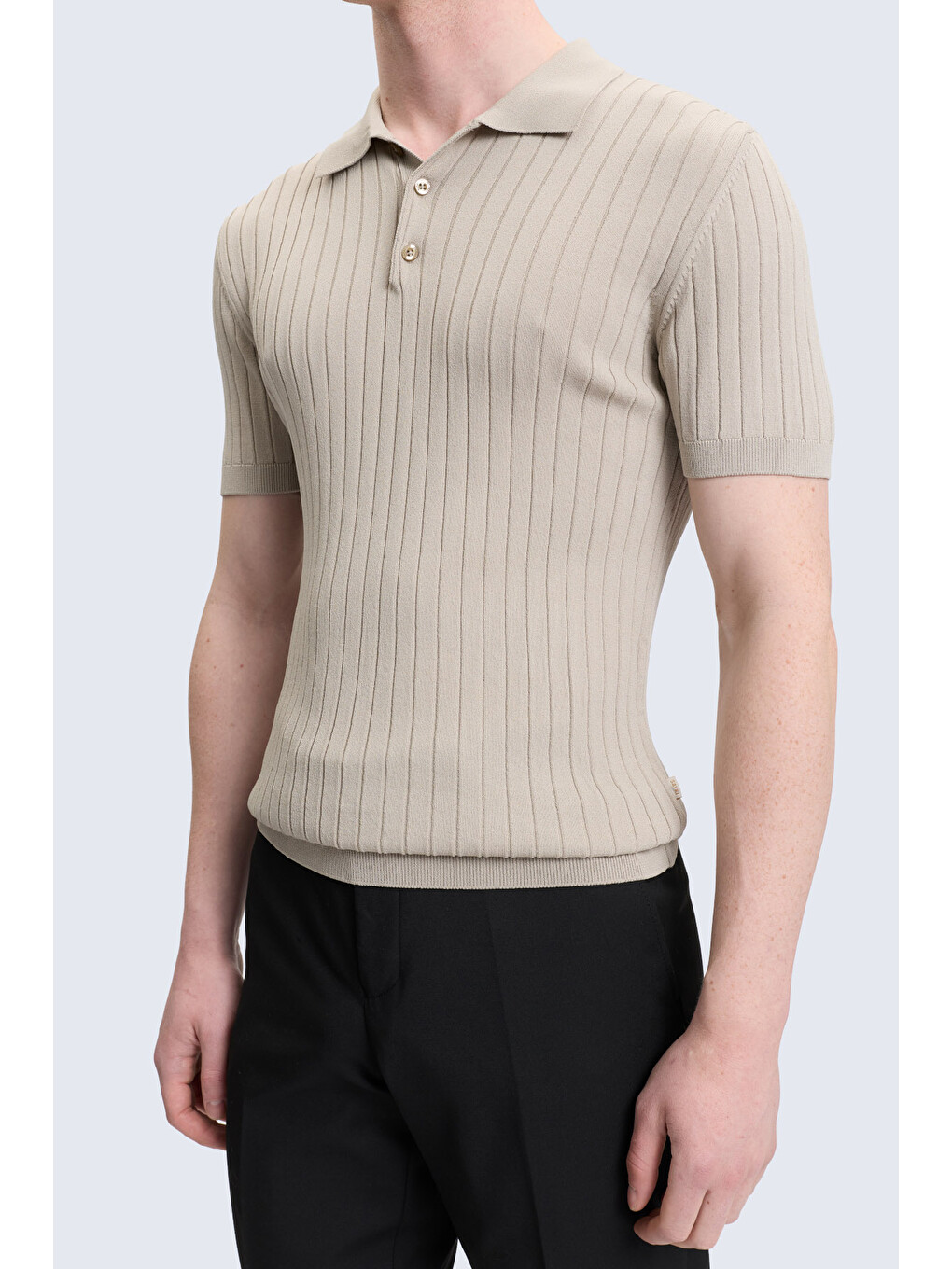 Bej Regular Fit Polo Yaka Rayon Tişört-3