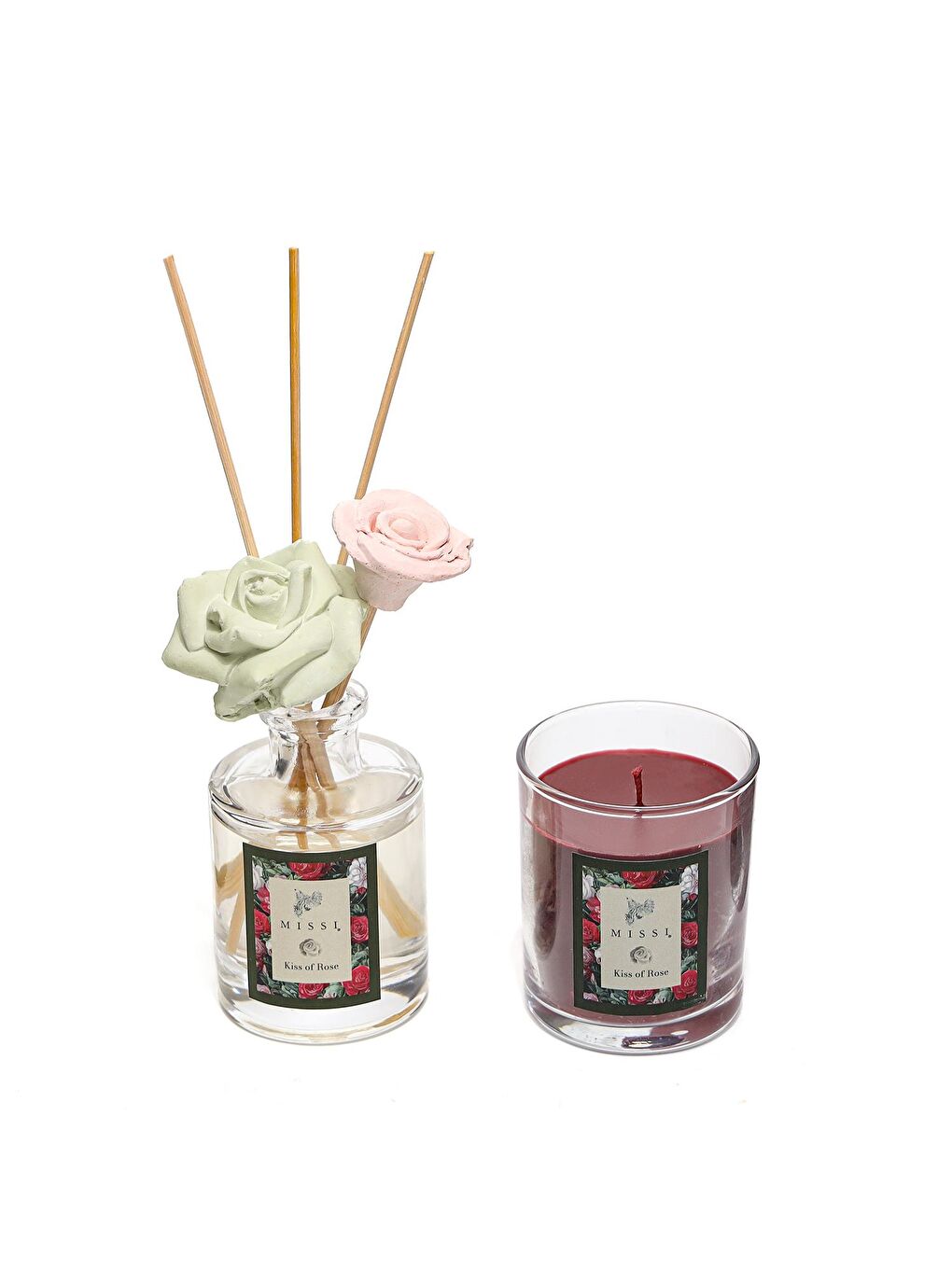 Bordo Kiss of Rose Oda Kokusu ve Vegan Mum Hediye Seti-1