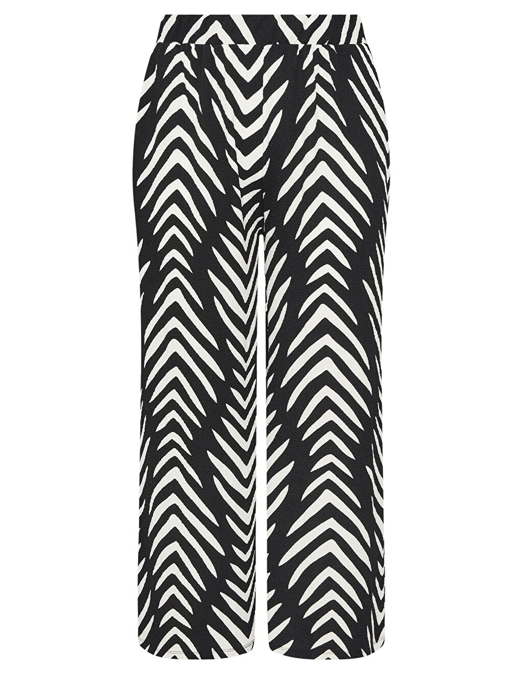 Siyah Büyük Beden Desenli Beli Lastikli Cepli Bol Paça Pantolon 310140-5