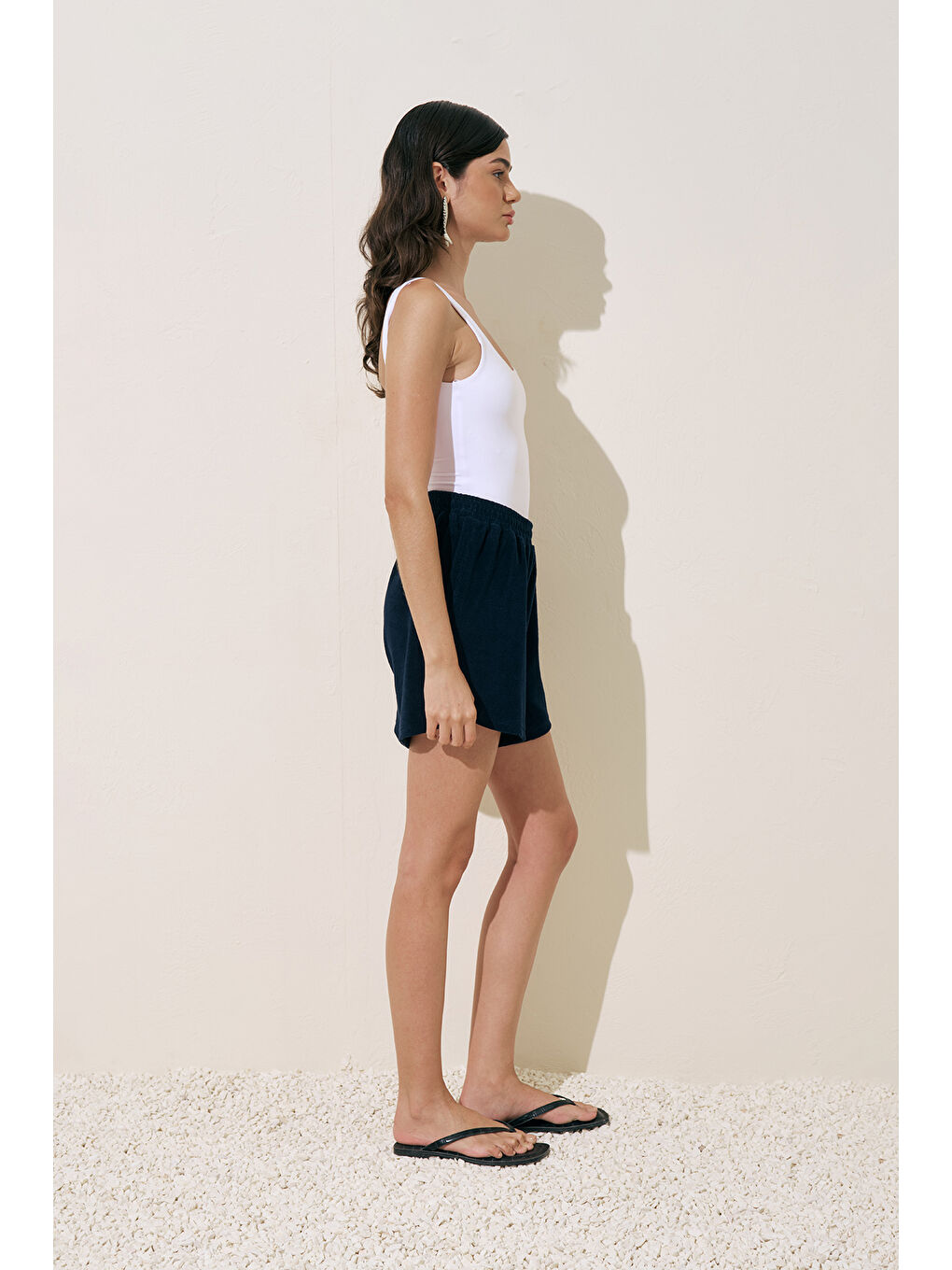 Havlu Kumaş Şort Lacivert-3