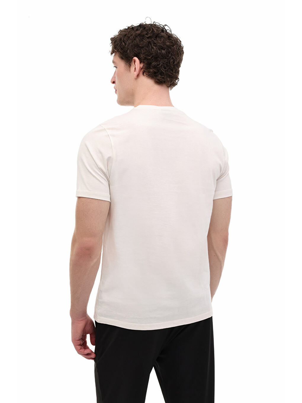 Bej Ekru Erkek Kısa Kol T-Shirt-1