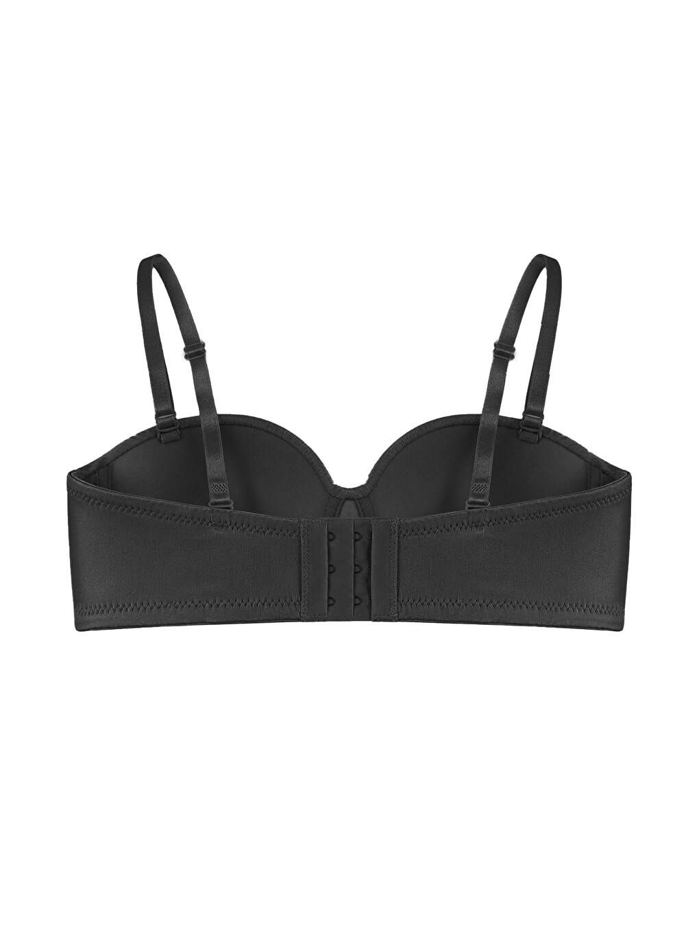 Seamless Bra - Maris | Siyah Micro Balenli Parlak Straplez Kadın Sütyen-1