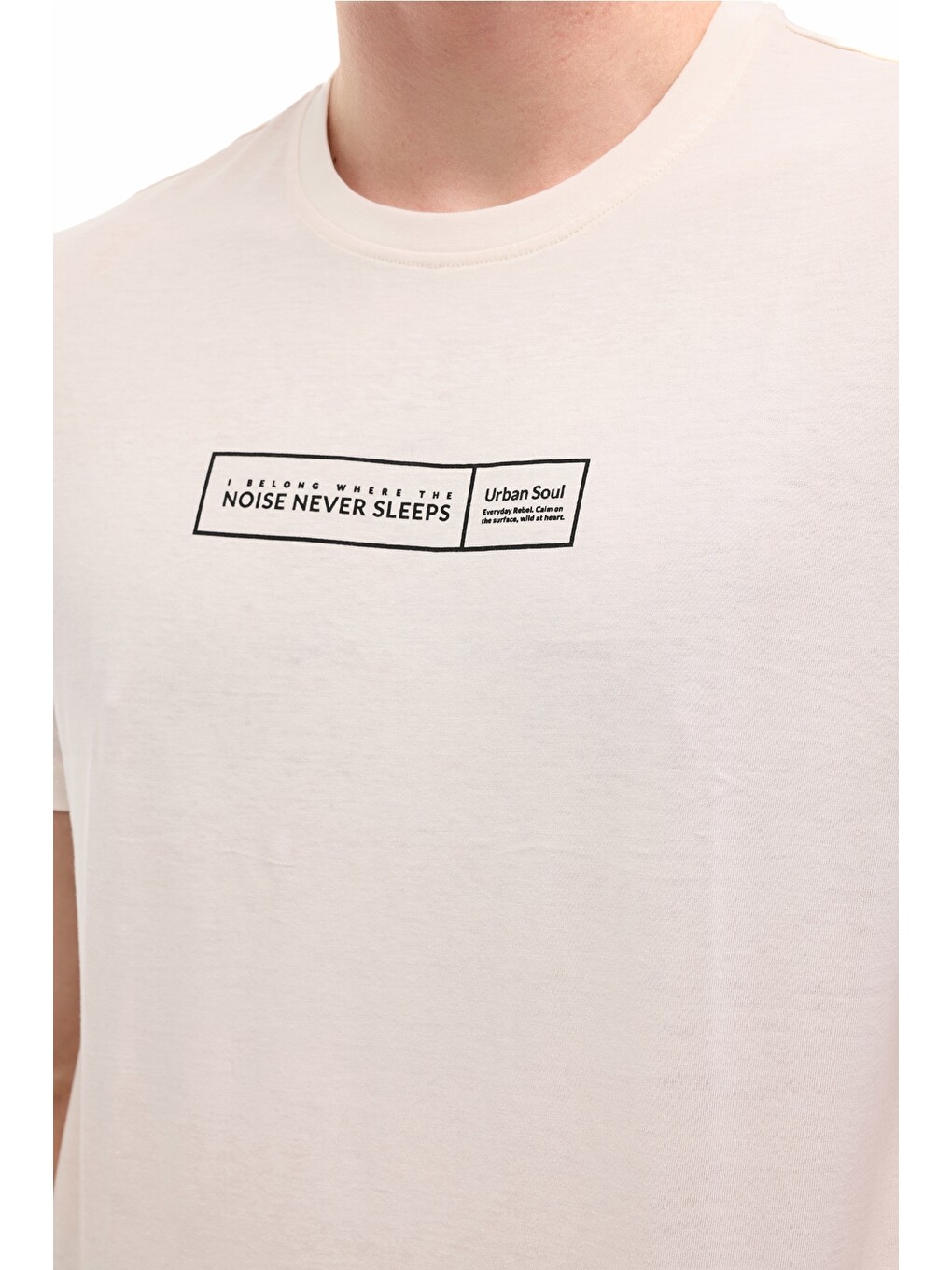 Bej Ekru Erkek Kısa Kol T-Shirt-3