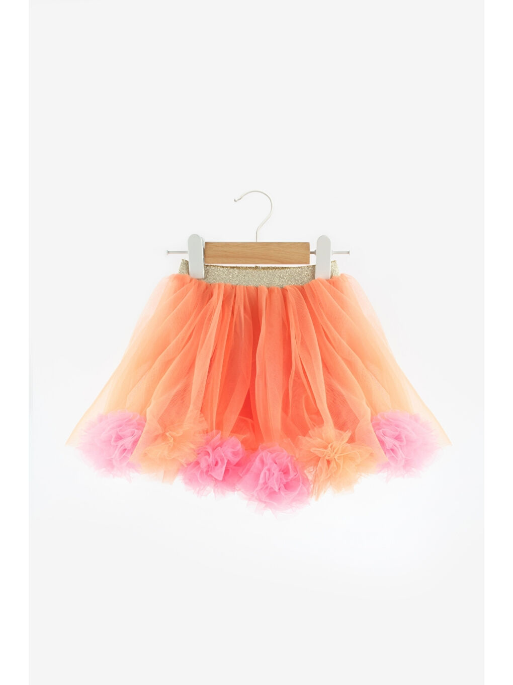 Turuncu Ponpon Detaylı Kız Çocuk Etek - Hilda