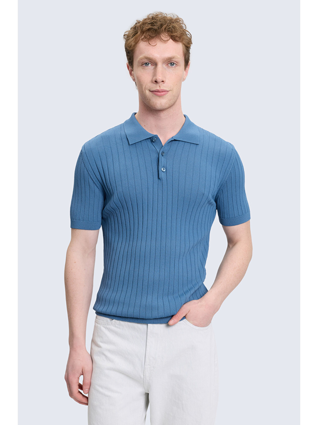 Lacivert İndigo Regular Fit Polo Yaka Rayon Tişört