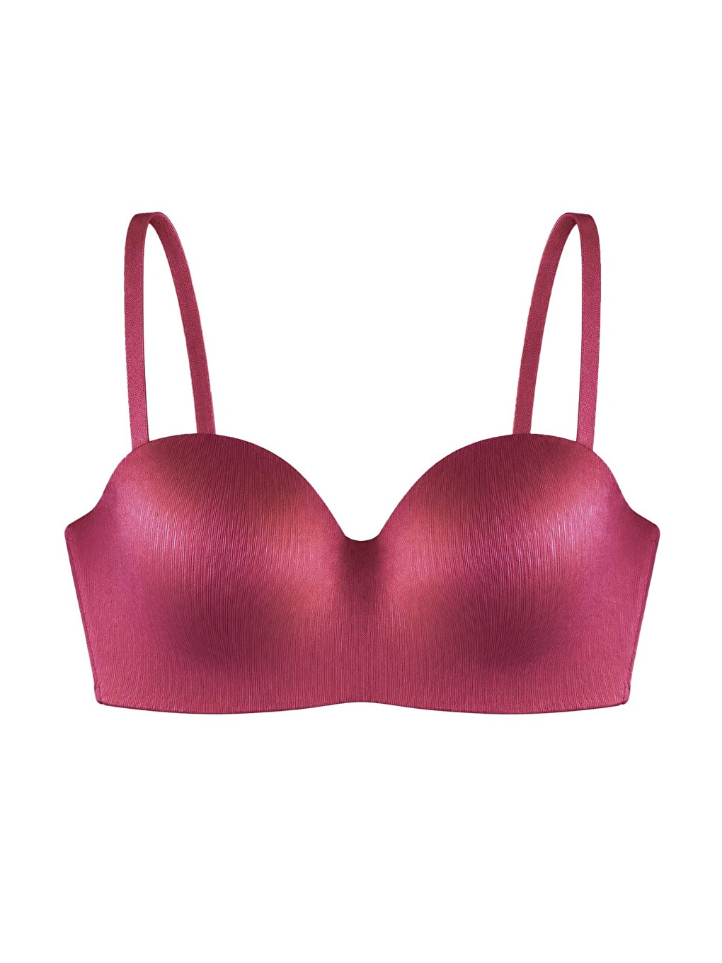 Kırmızı Seamless Bra - Maris | Vişne Micro Balenli Parlak Straplez Kadın Sütyen