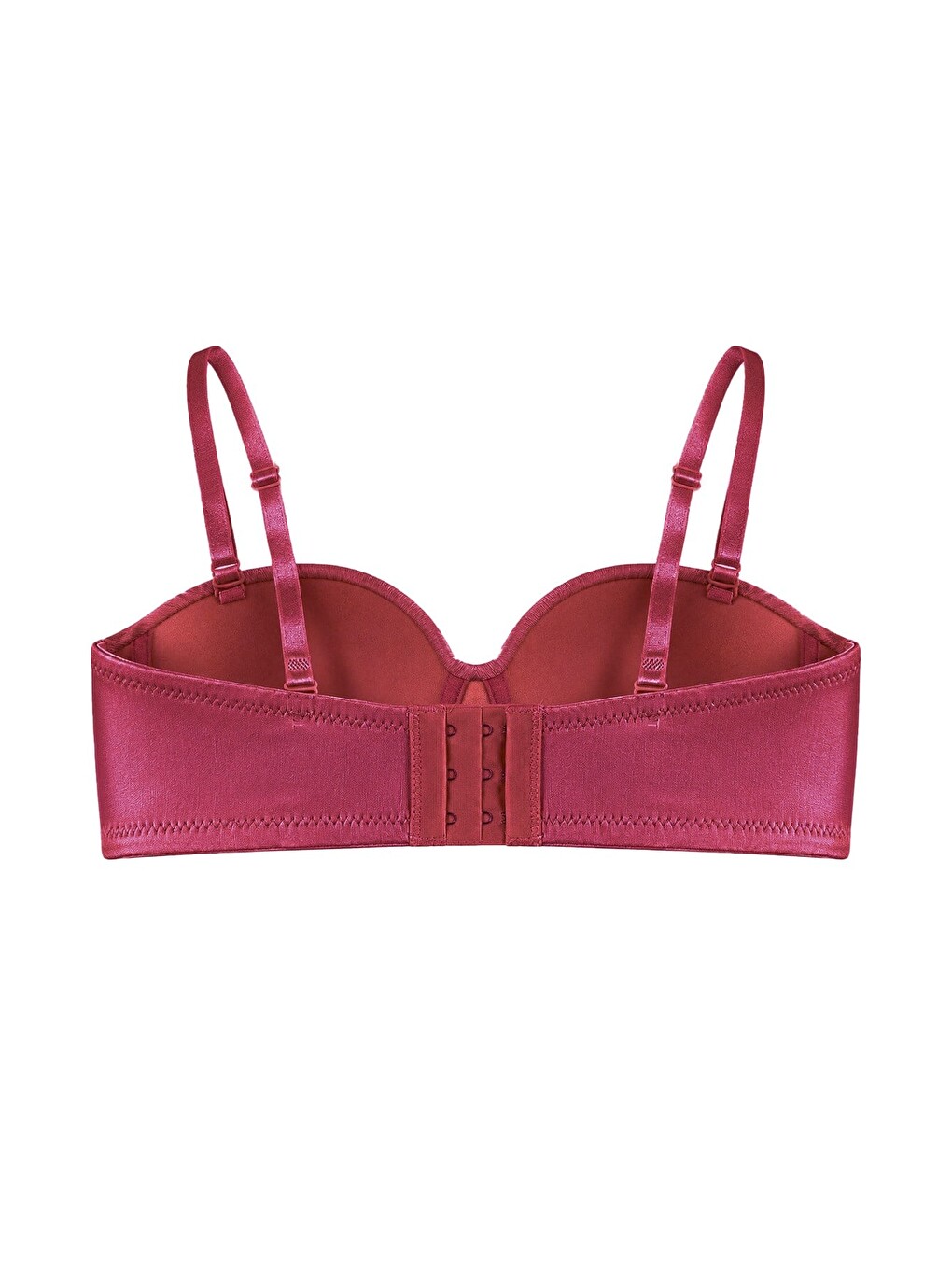 Kırmızı Seamless Bra - Maris | Vişne Micro Balenli Parlak Straplez Kadın Sütyen-1
