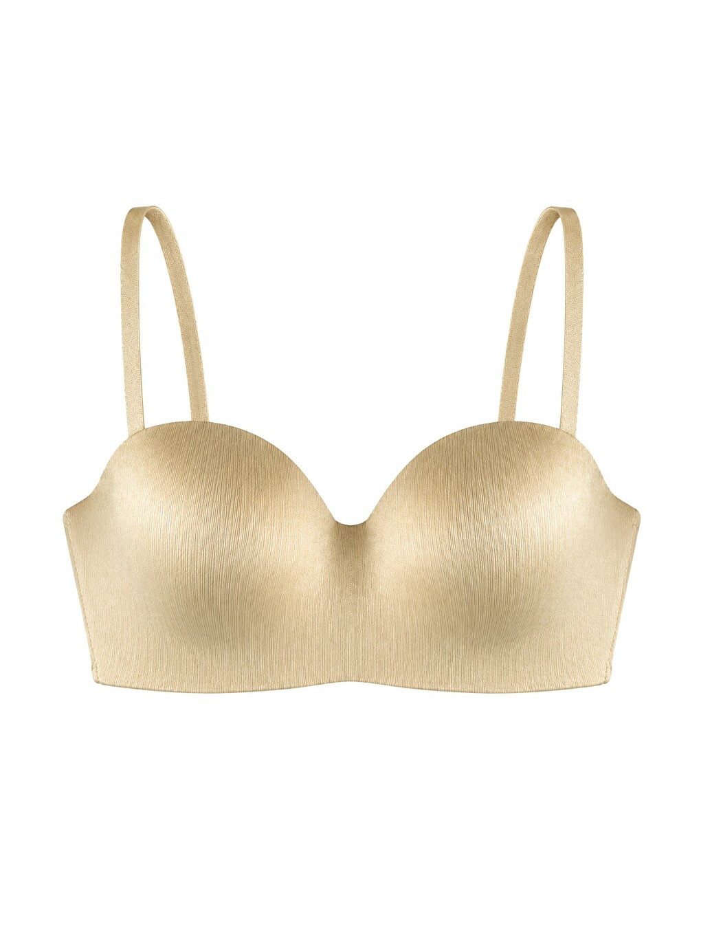 Bej Seamless Bra - Maris | Ten Micro Balenli Parlak Straplez Kadın Sütyen