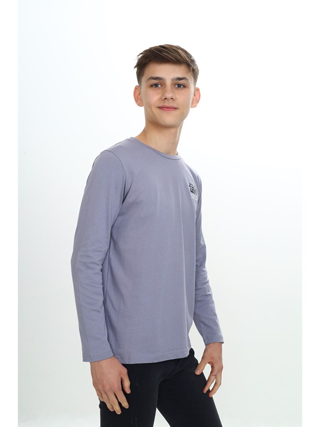 Gri Erkek Çocuk Baskılı Tişört-1