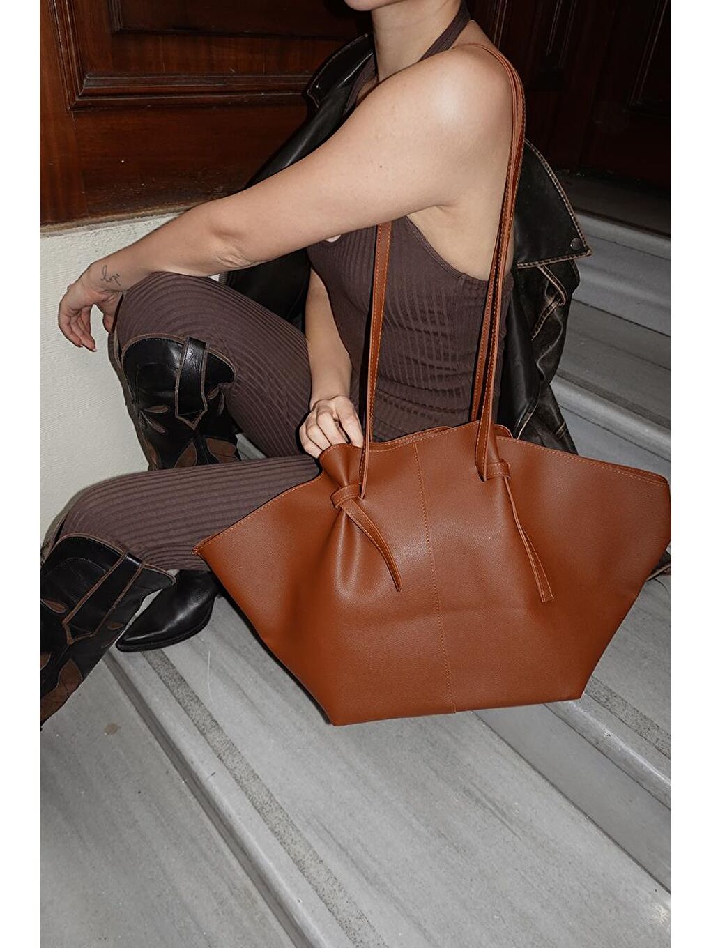 Kahverengi Moss Omuz Çantası Taba-5