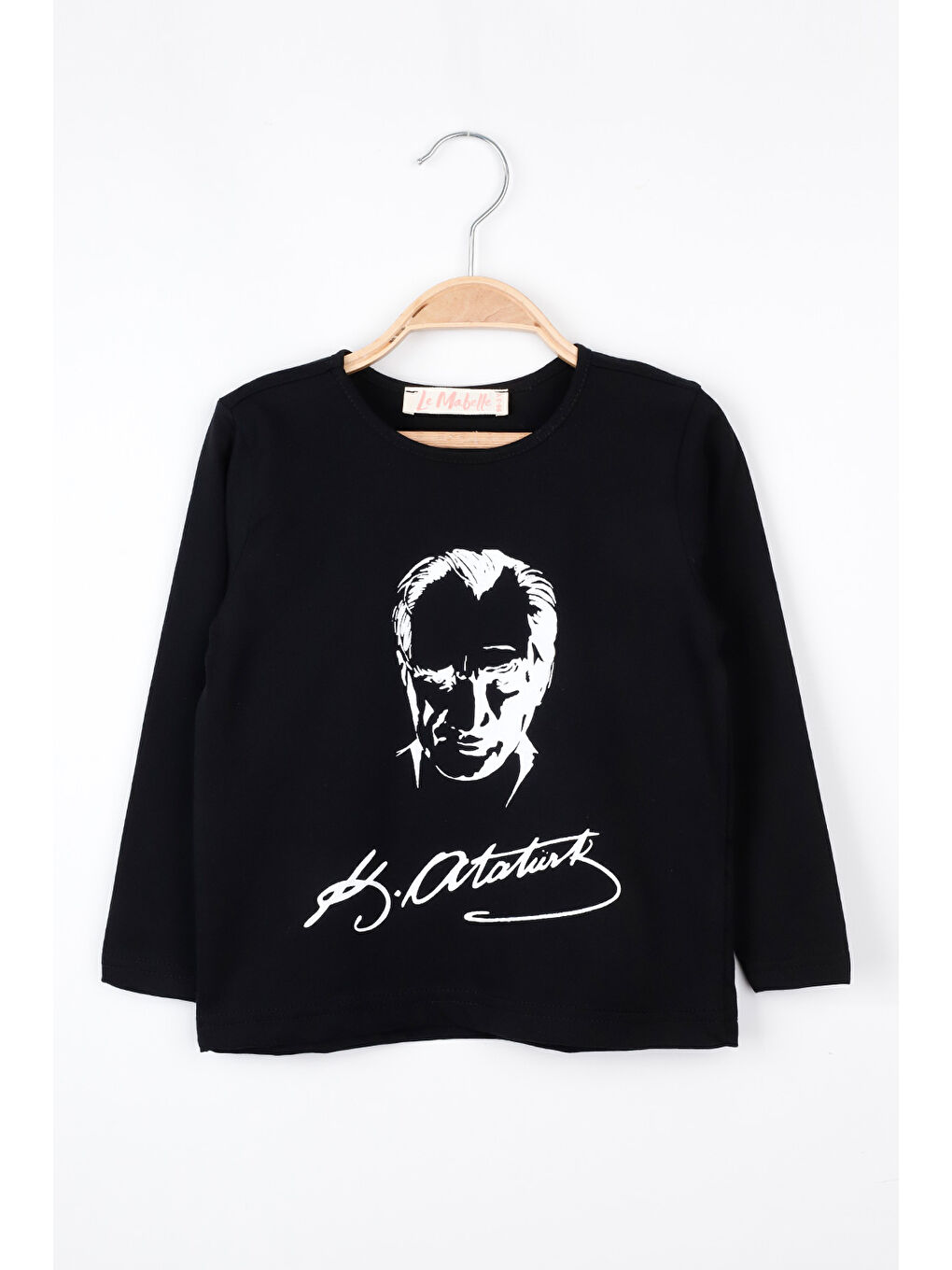 Siyah Atatürk Baskılı Kız Çocuk Tişört-2
