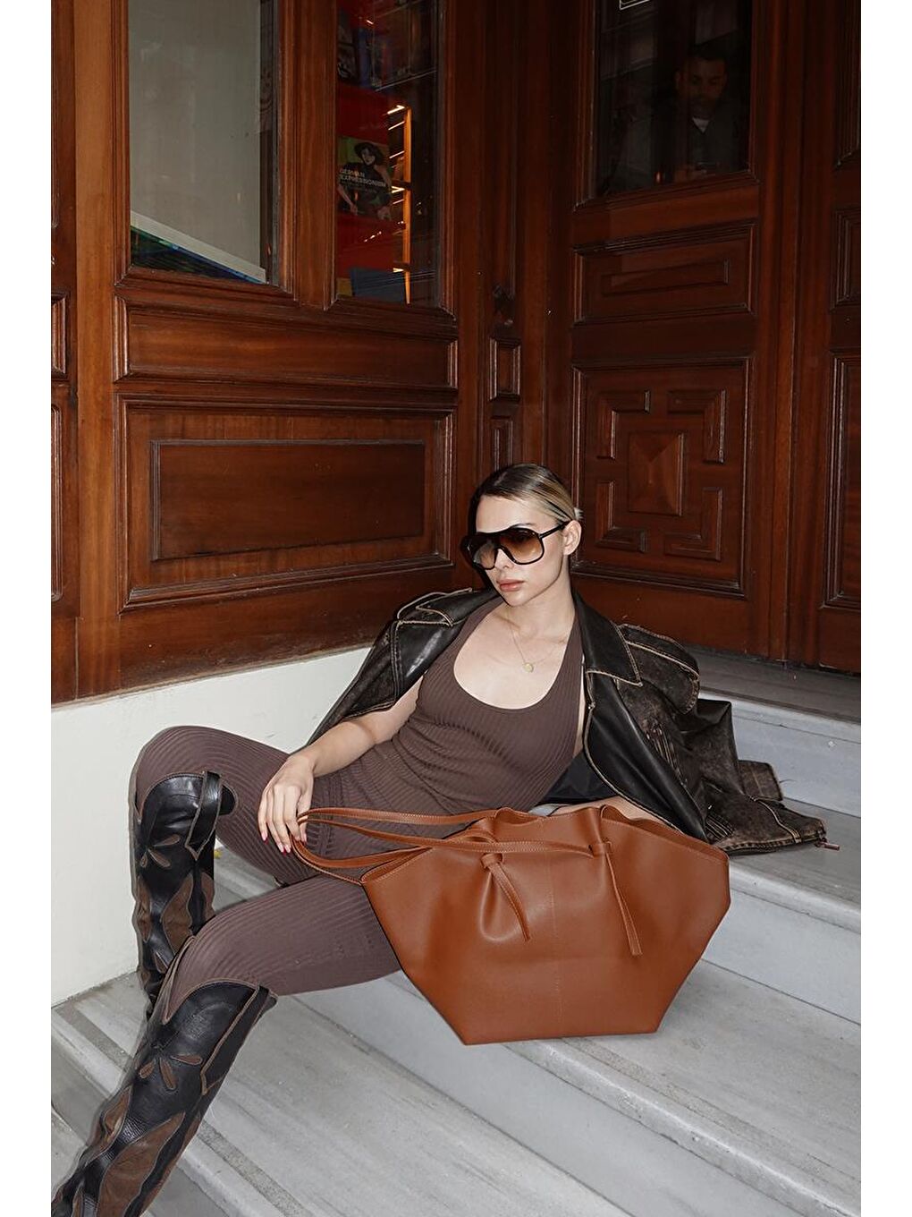 Kahverengi Moss Omuz Çantası Taba-6