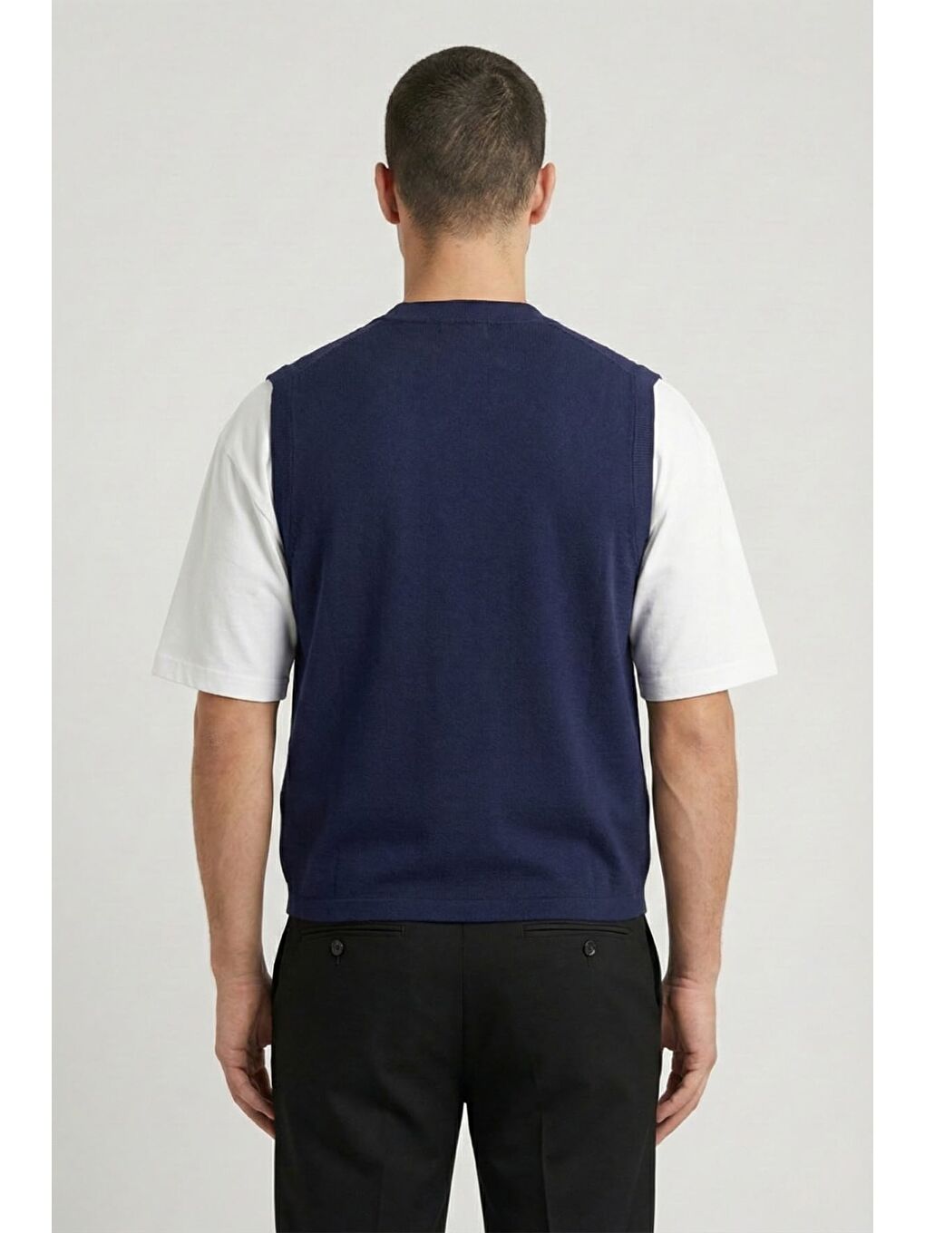 Giotelli Erkek Lacivert Standart Fit Yün Karışımlı Düğmeli Triko Süveter-3