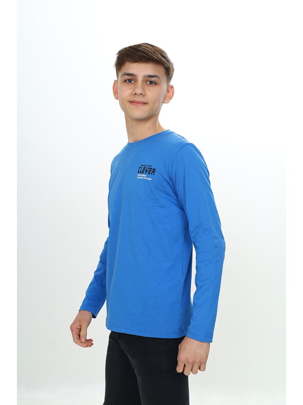 Mavi Erkek Çocuk Baskılı Tişört-1