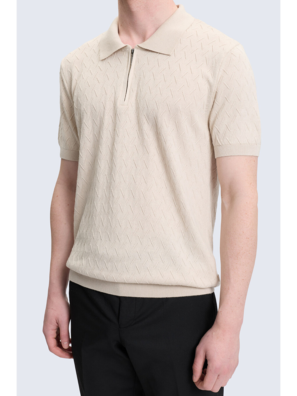 Bej Regular Fit Polo Yaka Pamuklu Tişört-2