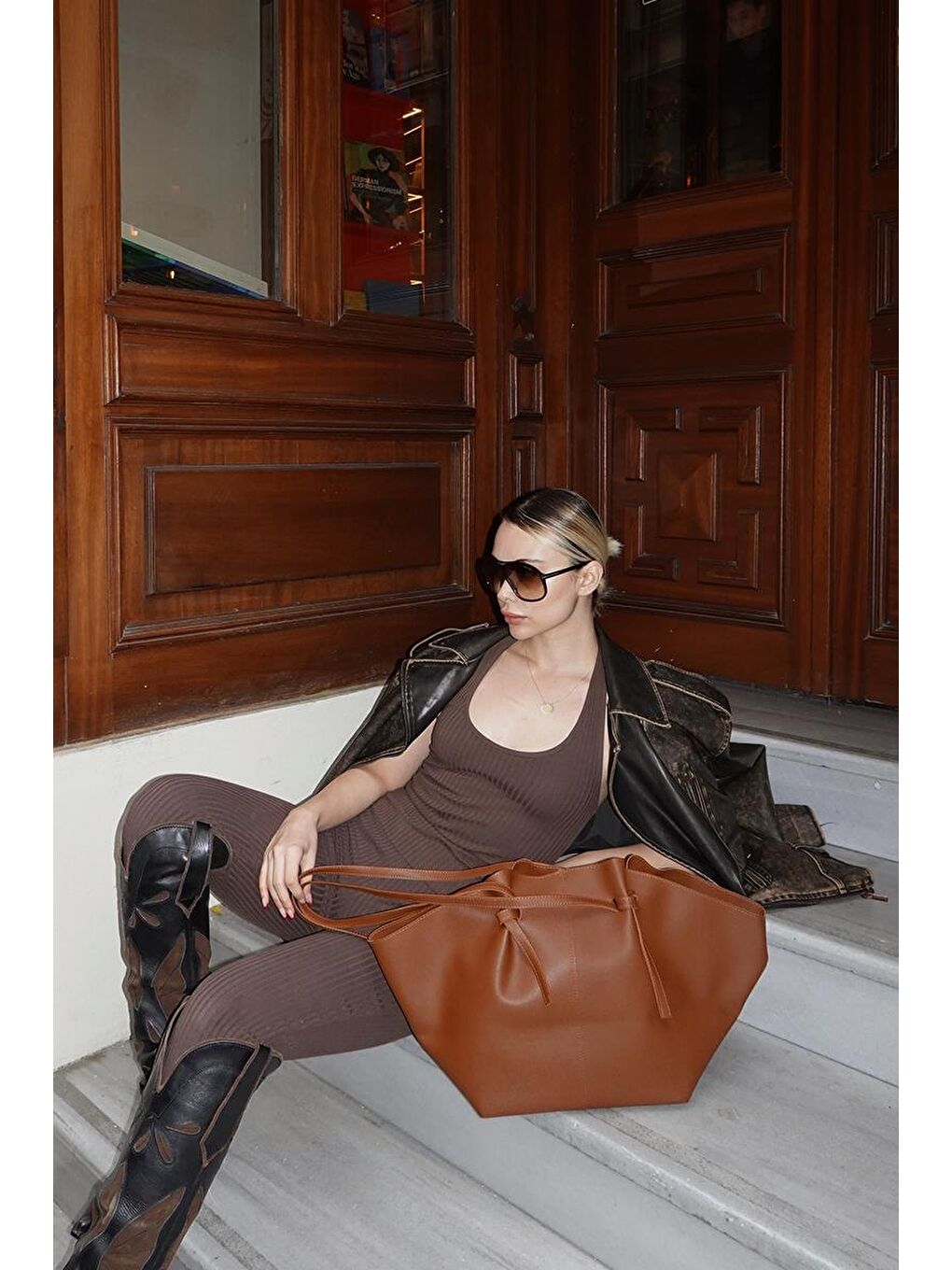 Kahverengi Moss Omuz Çantası Taba-9