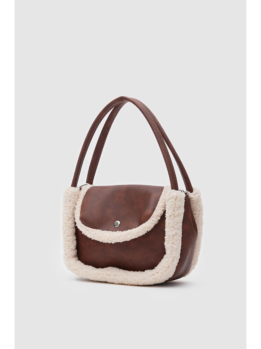 Kahverengi Sam Kürklü El Ve Çapraz Çanta Taba-1