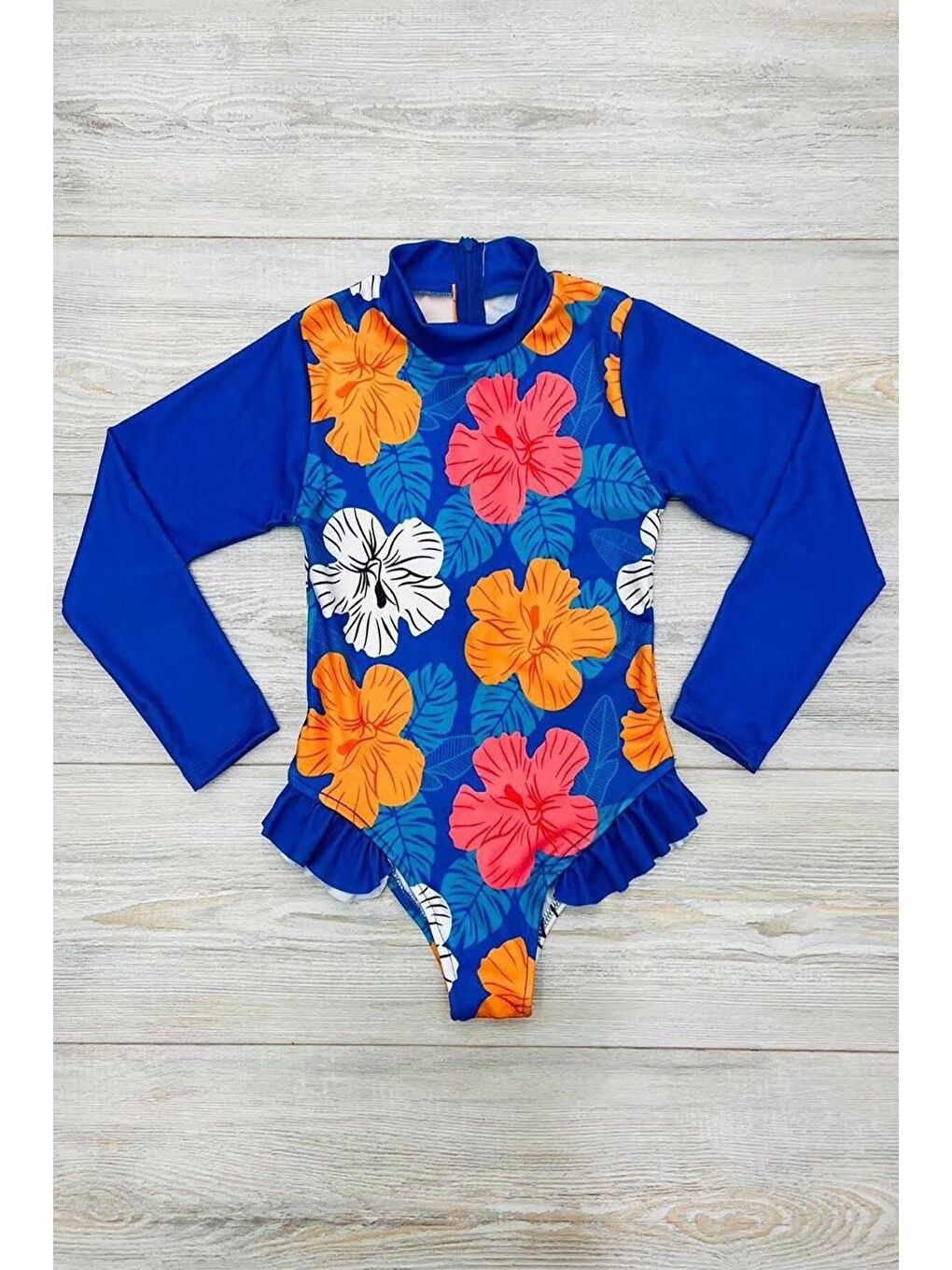 Mavi Fırfır Detaylı Mayo