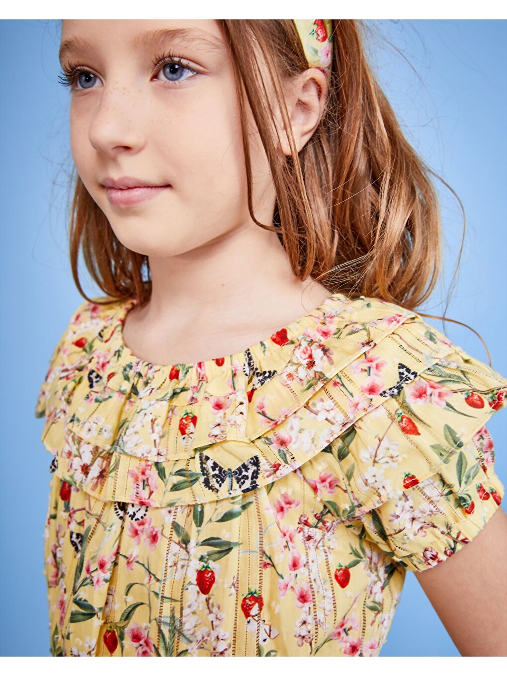 Kız Çocuk Kısa Kollu Bluz Sarı-2