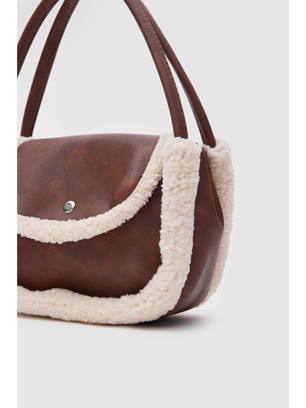 Kahverengi Sam Kürklü El Ve Çapraz Çanta Taba-3
