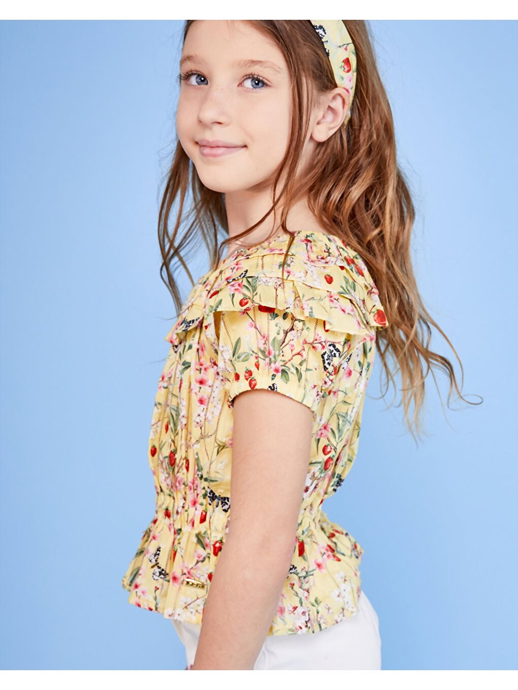 Kız Çocuk Kısa Kollu Bluz Sarı-3