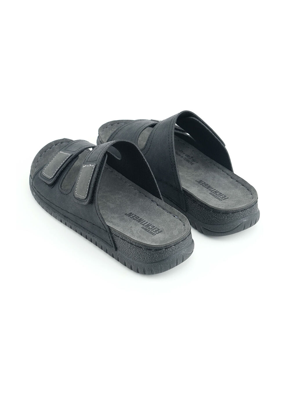 Gri Yazlık Erkek Suni Deri Rahat İç Taban İki Cırtlı Kemer Ayarlanabilir Günlük Terlik-3