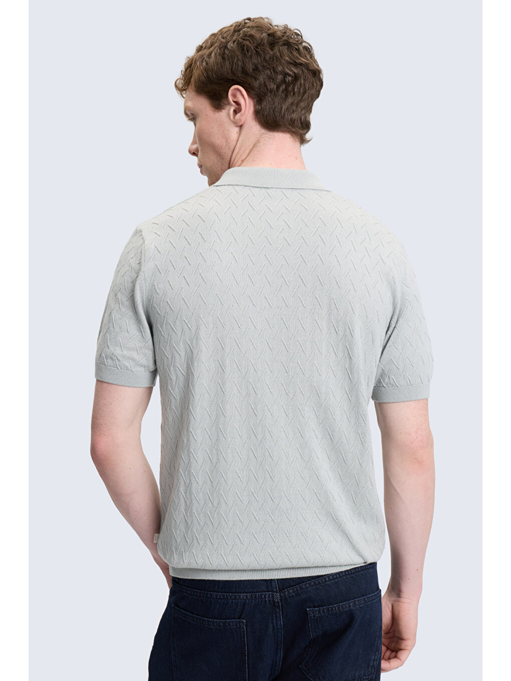 Gri Regular Fit Polo Yaka Pamuklu Tişört-2
