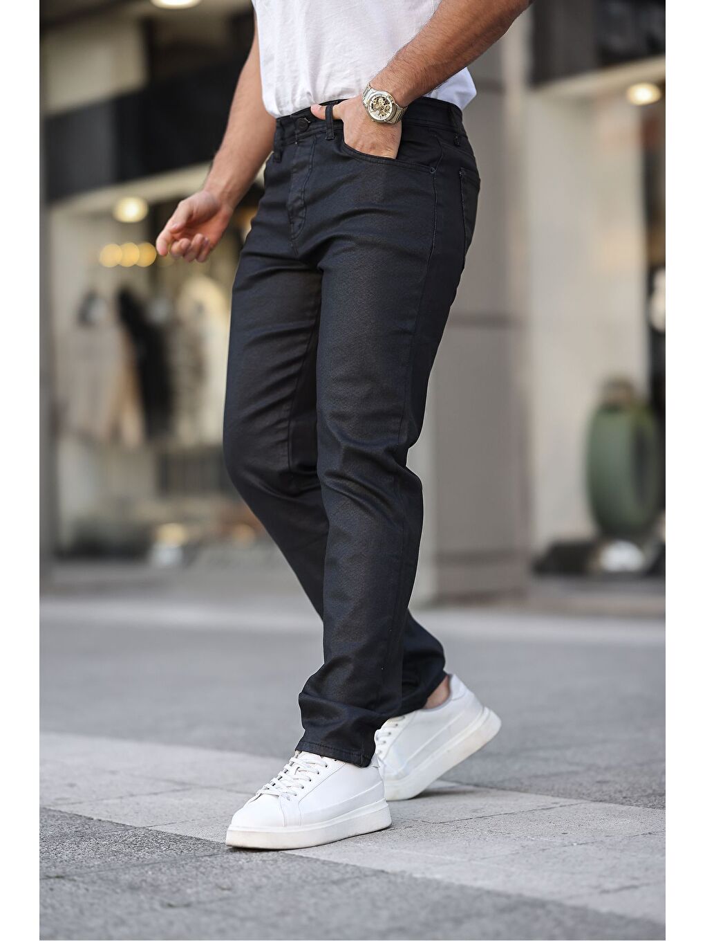 Siyah ERKEK SLİM FİT Elastanlı DENİM Jean PANTOLON-2
