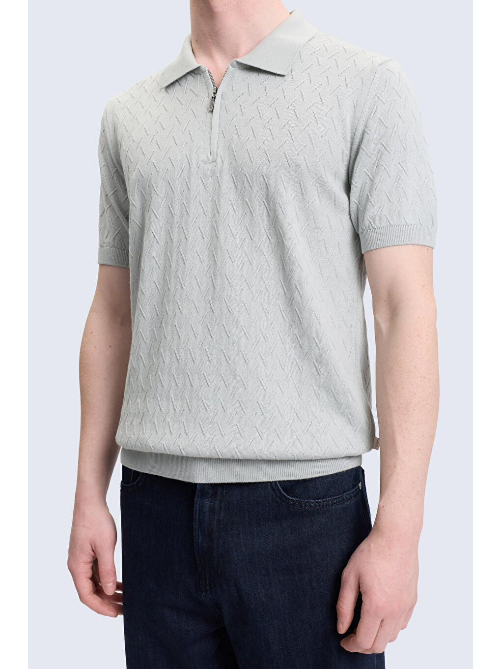 Gri Regular Fit Polo Yaka Pamuklu Tişört-3