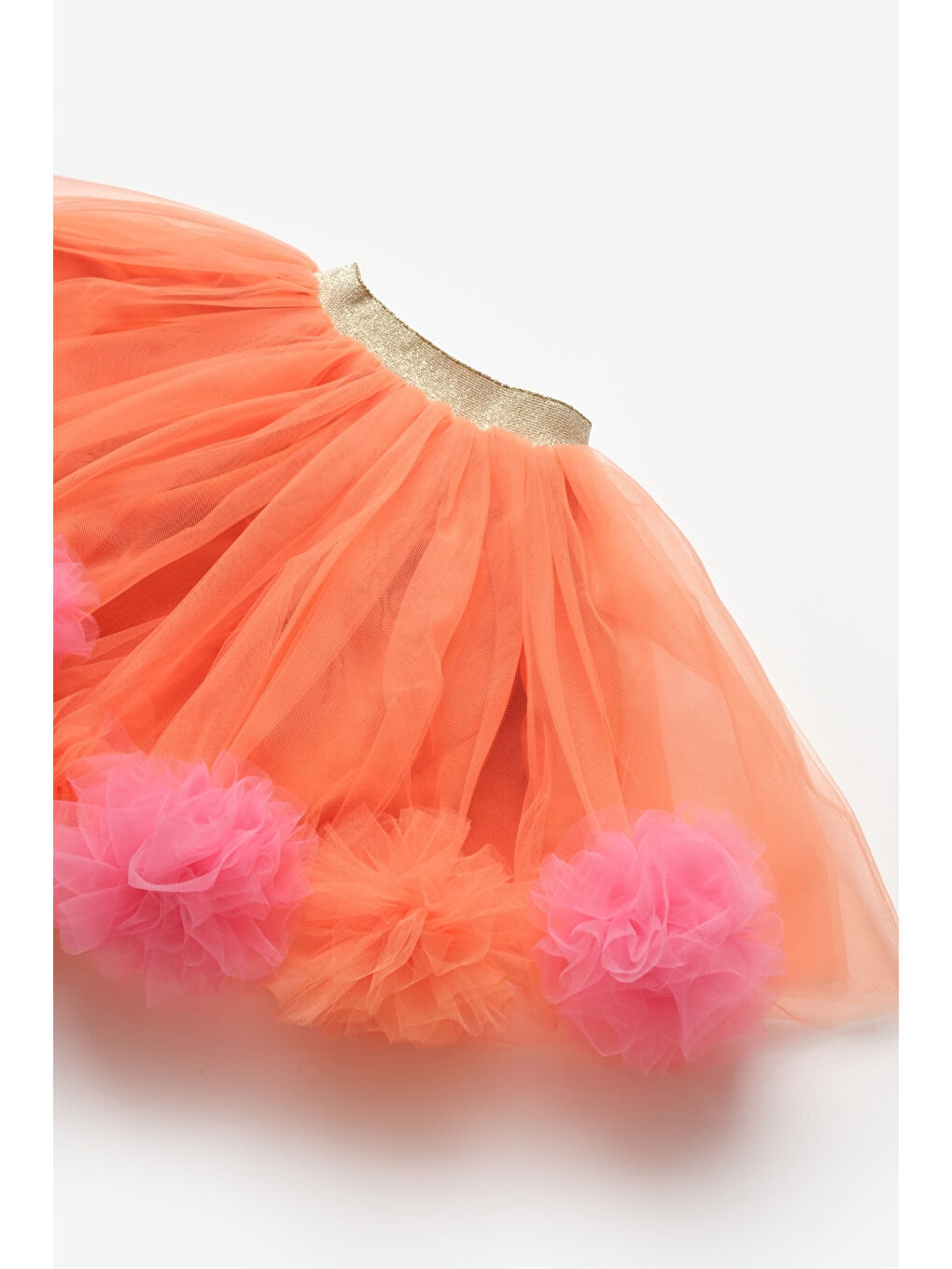 Turuncu Ponpon Detaylı Kız Çocuk Etek - Hilda-5