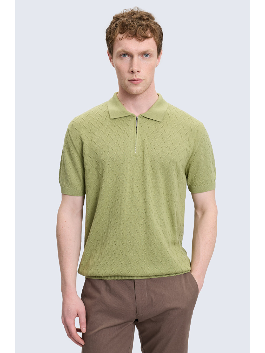 Haki Regular Fit Polo Yaka Pamuklu Tişört