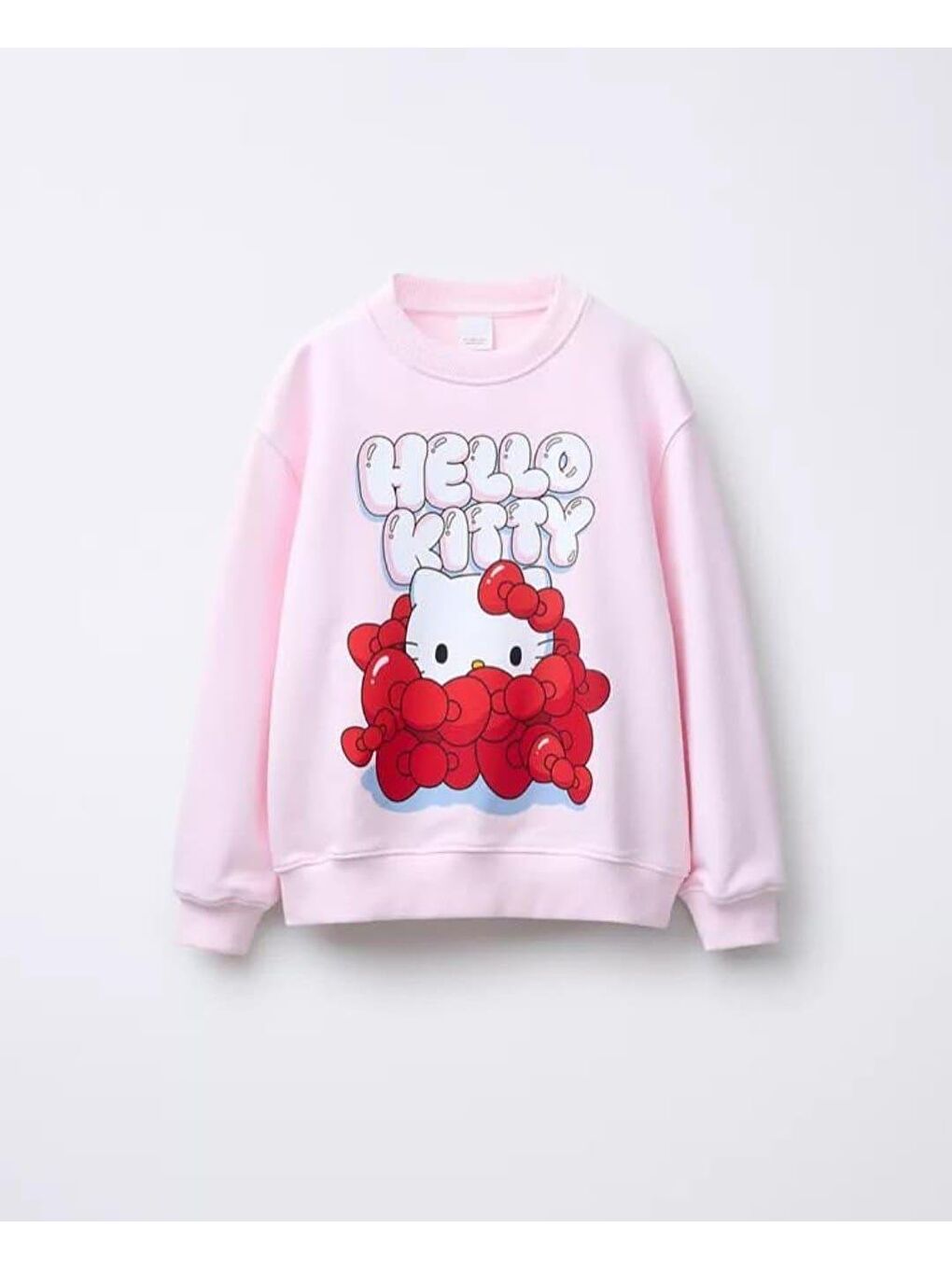 Pembe Kız Çocuk Pamuklu Pudra Karakter Baskılı Sweatshirt - Bisiklet Yaka Uzun Kollu Günlük Üst