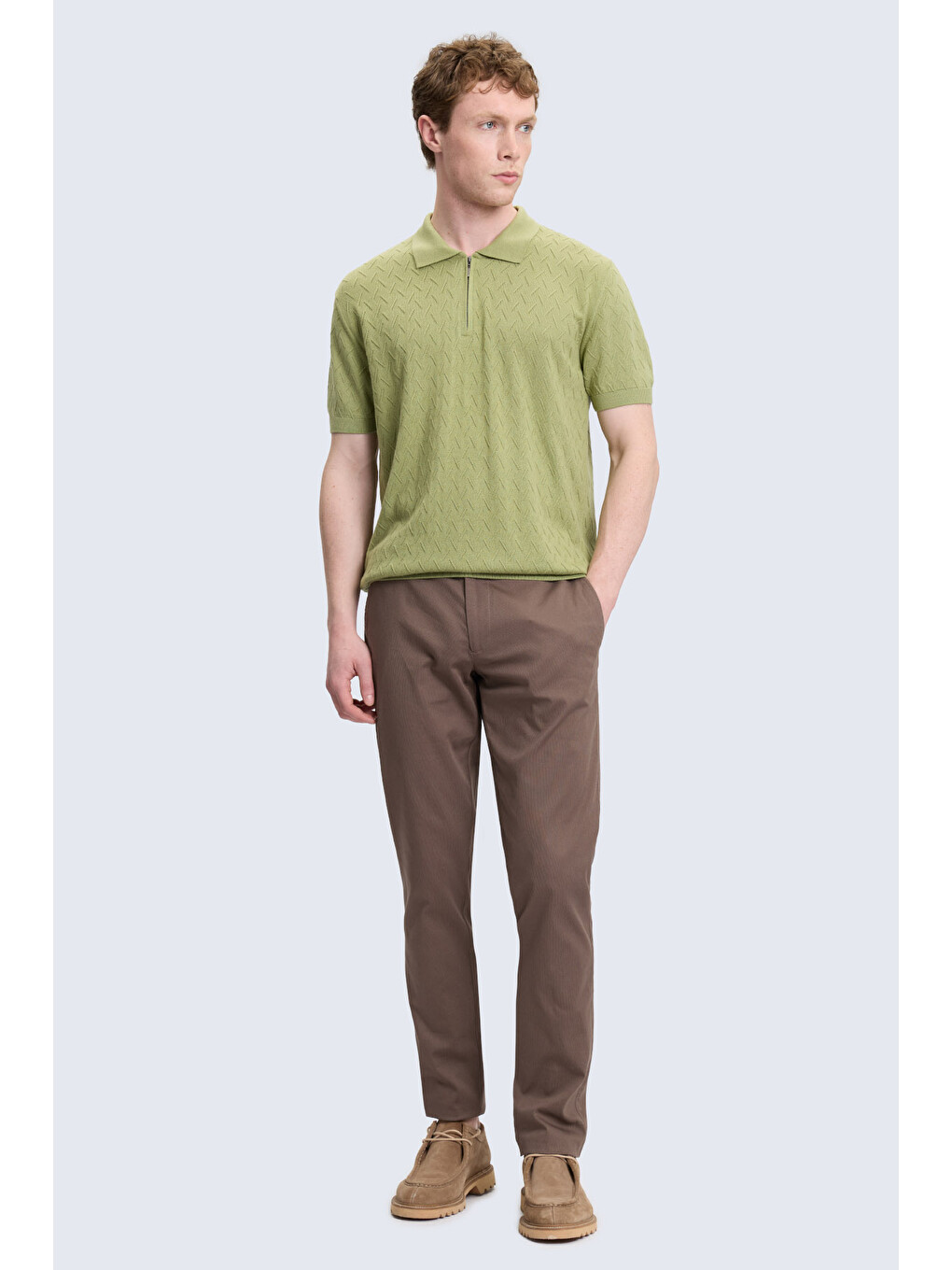 Haki Regular Fit Polo Yaka Pamuklu Tişört-1