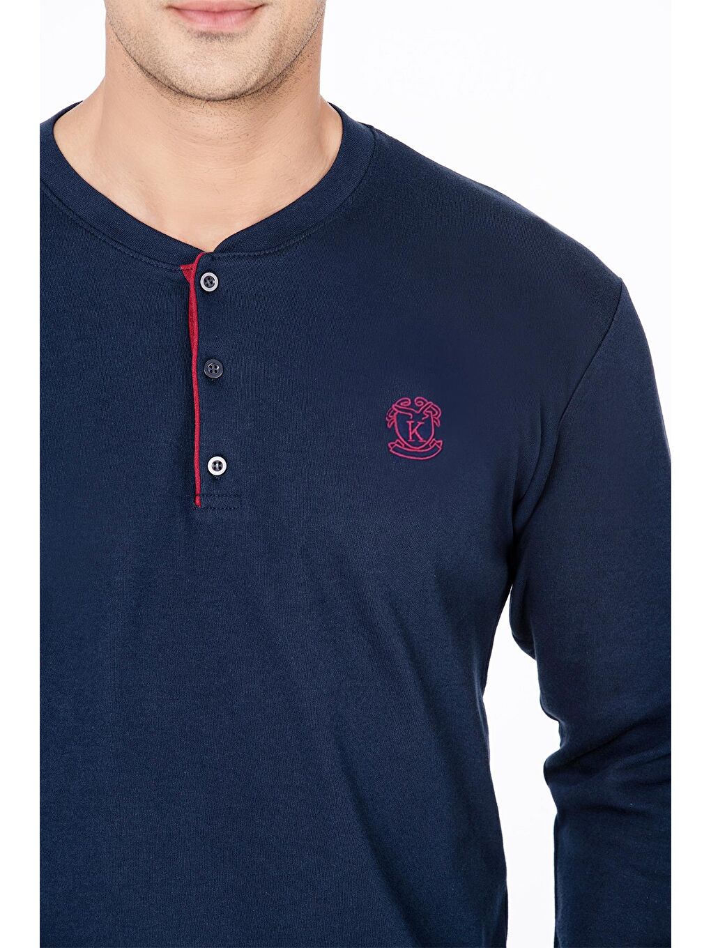 Erkek Düğmeli Yaka Pijama Takımı | Lacivert 031-1