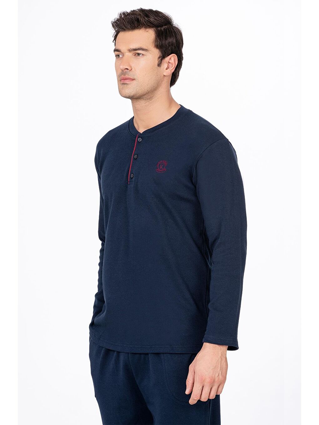 Erkek Düğmeli Yaka Pijama Takımı | Lacivert 031-2