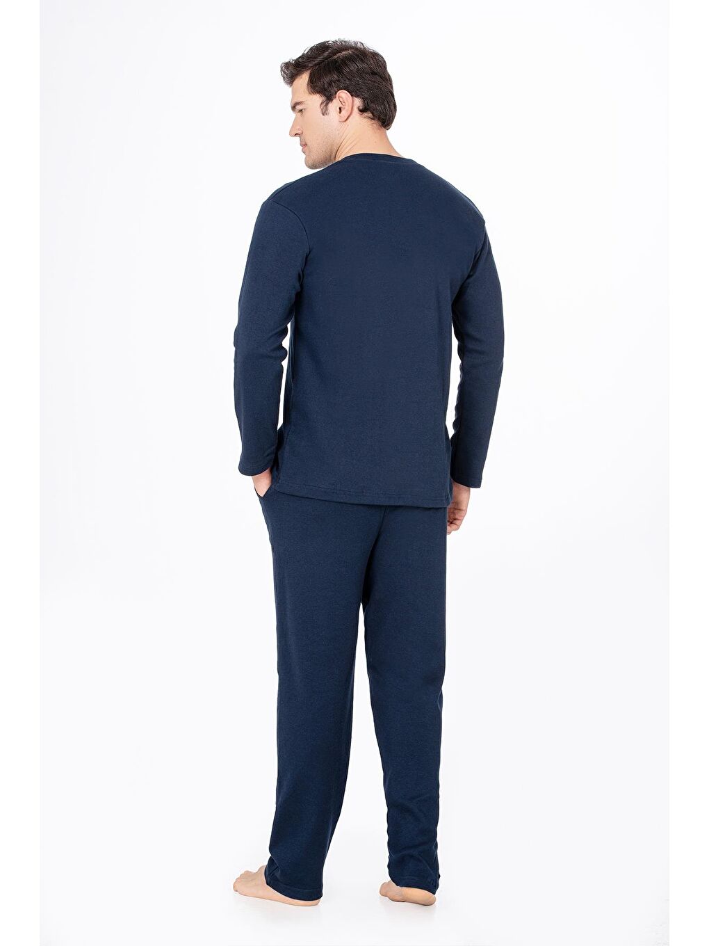 Erkek Düğmeli Yaka Pijama Takımı | Lacivert 031-3