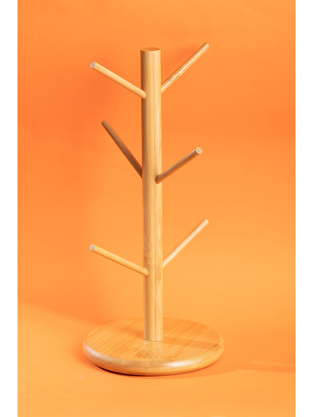 Kahverengi Bmb-110 Tezgah Üstü Bambu Kupa Askılığı-1