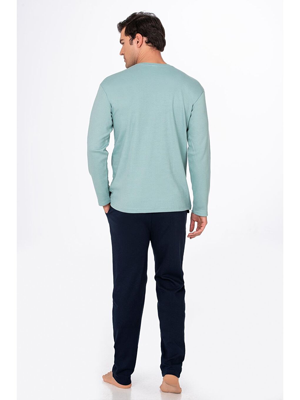 Turkuaz Erkek Stay Wild Baskılı Pamuklu Pijama Takımı | Su Yeşili 028-3