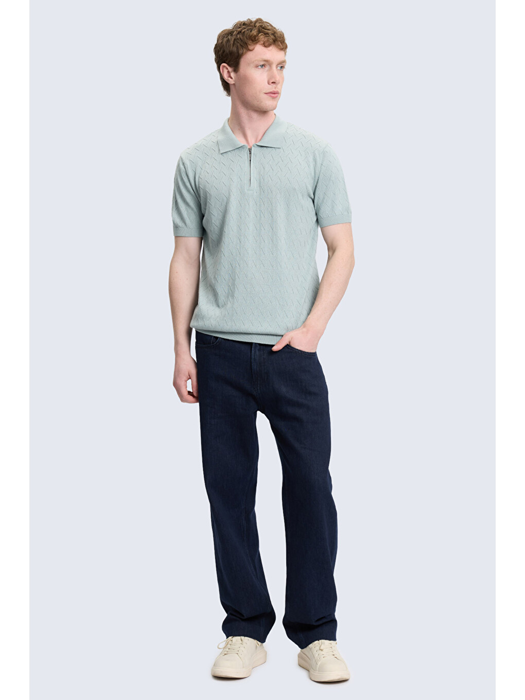 Yeşil Regular Fit Polo Yaka Pamuklu Tişört-1
