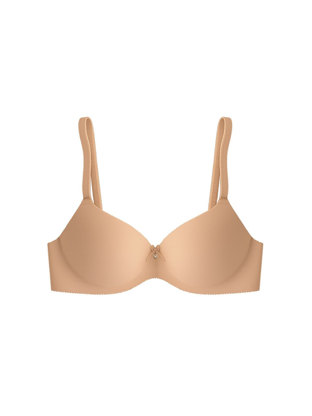 Bej Seamless Bra - Selene | Ten Lazer Kesim Balenli Yarım Dolgulu Push Up Straplez Kadın Sütyen