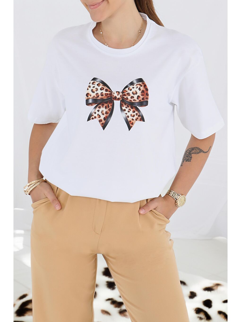 Baskılı Kısa Kollu T-Şhirt Beyaz - 27501