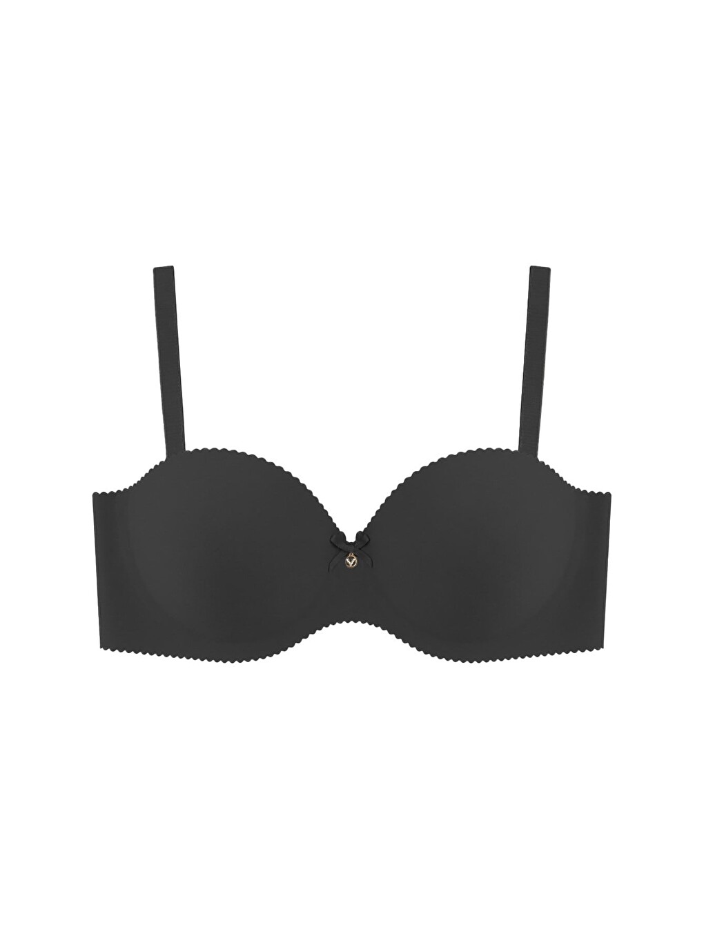 Seamless Bra - Serina | Siyah Balenli Lazer Kesim Yarım Dolgulu Push Up Straplez Kadın Sütyen