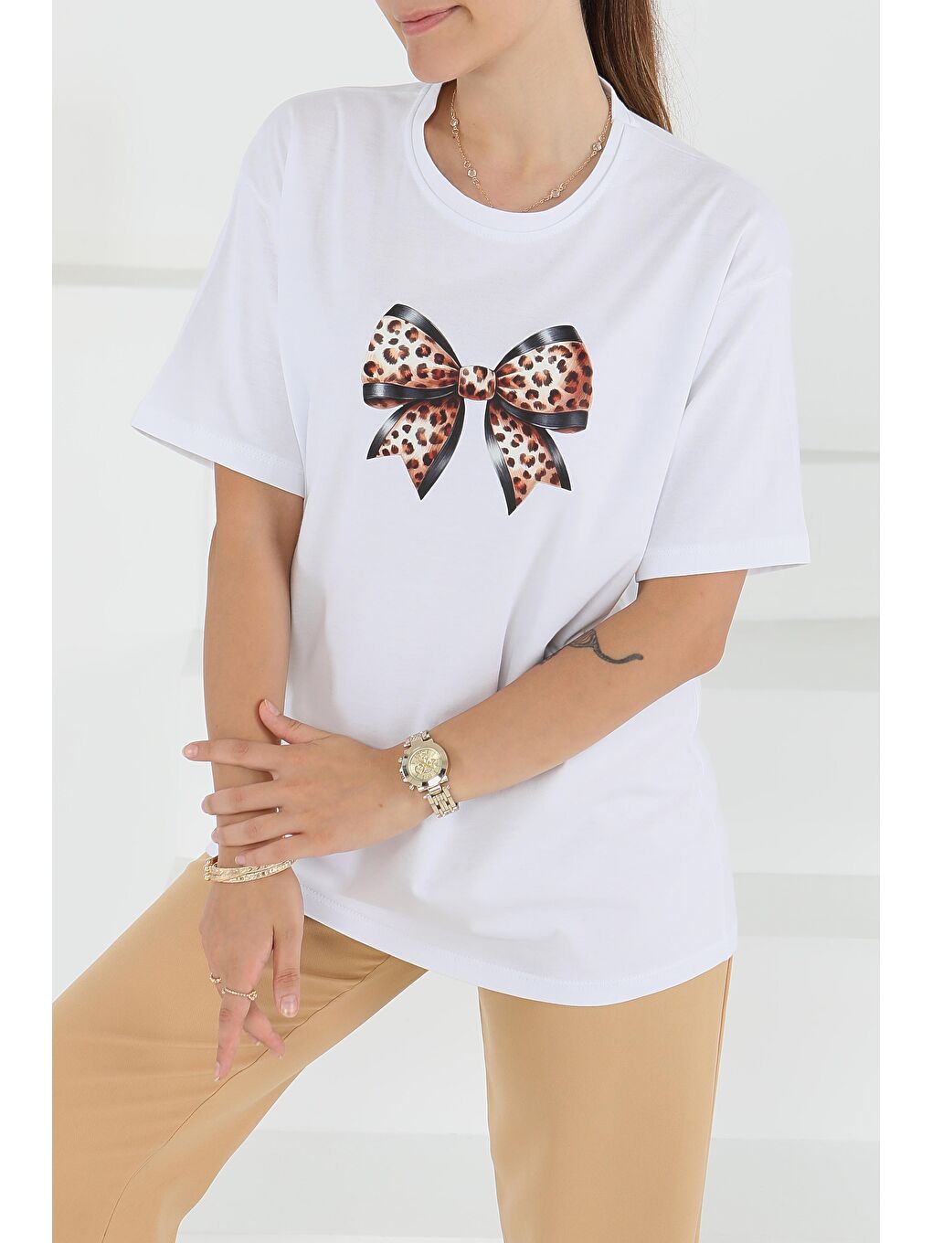 Baskılı Kısa Kollu T-Şhirt Beyaz - 27501-1