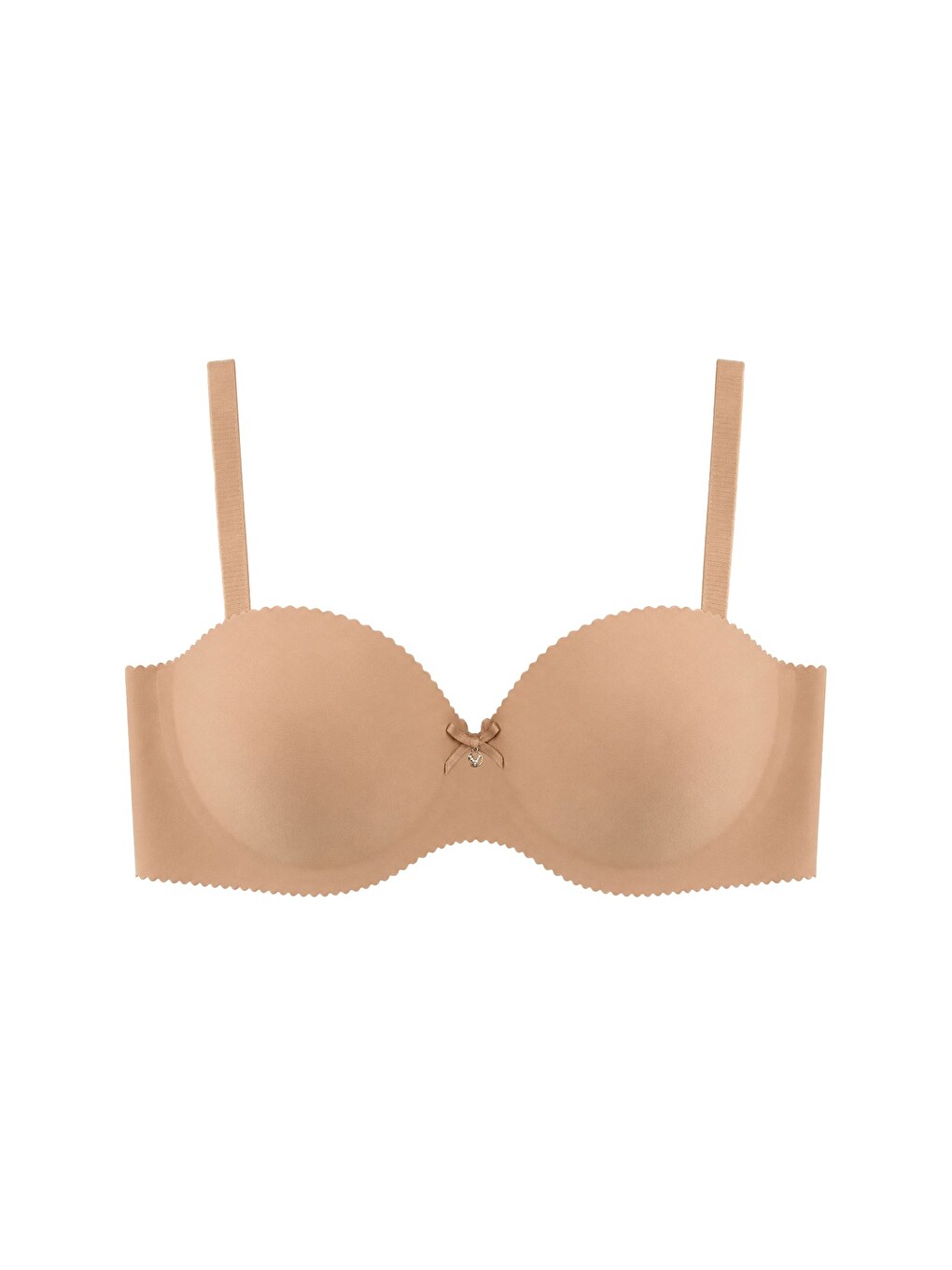 Bej Seamless Bra - Serina | Ten Balenli Lazer Kesim Yarım Dolgulu Push Up Straplez Kadın Sütyen